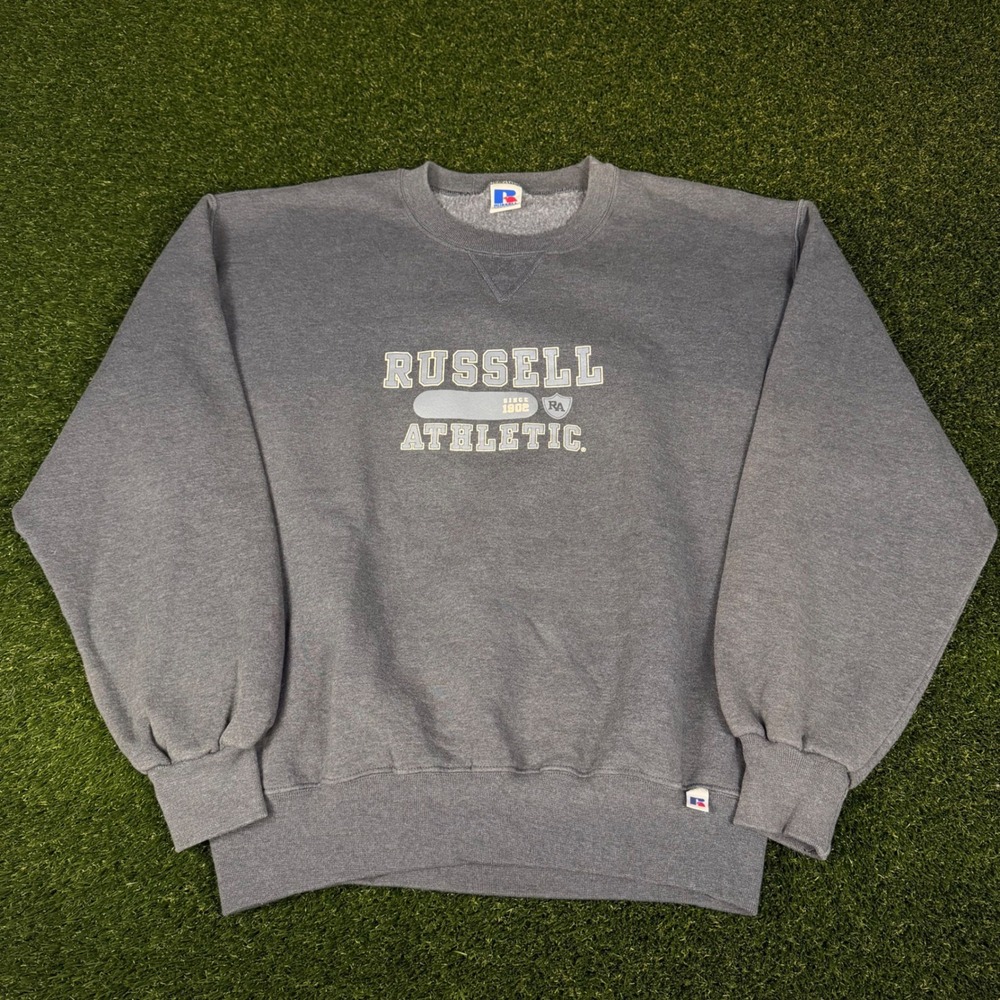 Vintage 90s Russell Athletic Sweatshirt Mens Large Gray Crewneck Fleece